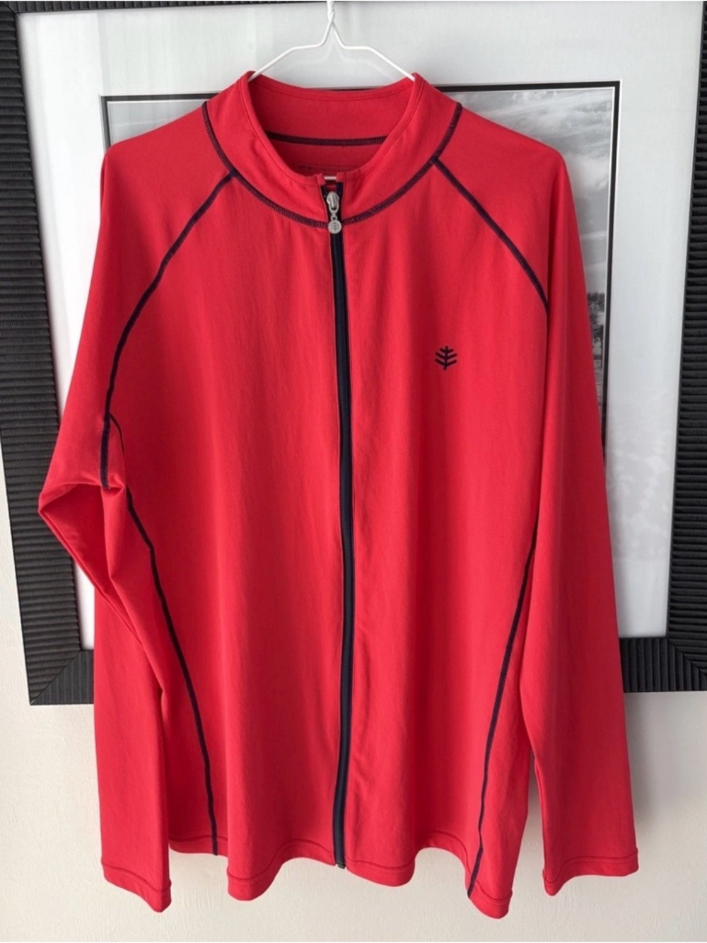 Coolibar Mens L UPF 50+ Sun Jacket Red Full Zip Lightweight Athletic